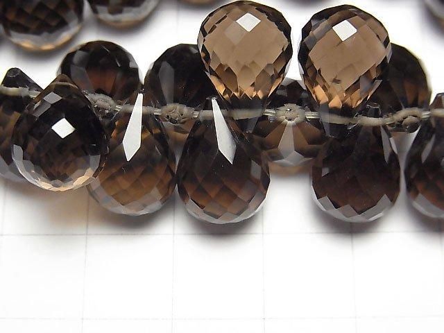 【動画】【素晴らしい輝き】宝石質スモーキークォーツAAA ドロップ ブリオレットカット14×10×10mm 1/4連~1連(ブレス) サムネイル2