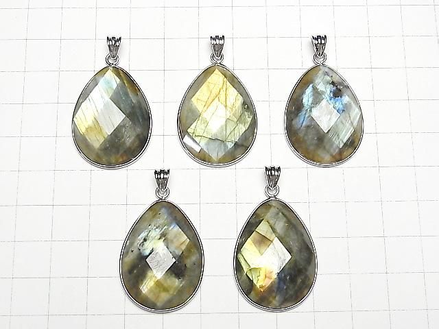 【動画】ラブラドライトAAA ペアシェイプカット型ペンダントトップ31×23×6mm SILVER925製 サムネイル4