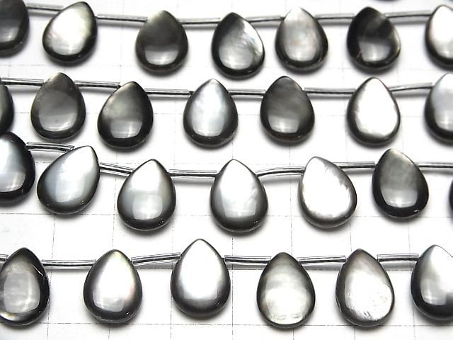 【動画】高品質ブラックシェル(黒蝶貝)AAA ペアシェイプ(プレーン)14×10mm 1/4連~1連(約38cm) サムネイル3