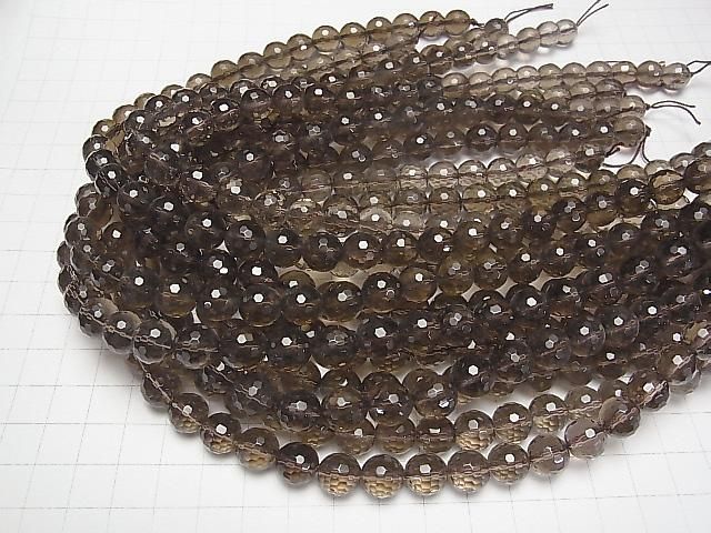 スモーキークォーツAAA 128面ラウンドカット10mm 半連/1連(約38cm) サムネイル4