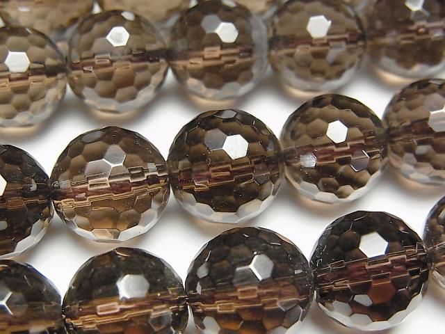 スモーキークォーツAAA 128面ラウンドカット12mm 1/4連~1連(約36cm)の画像