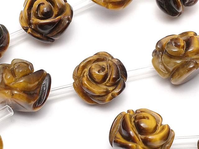 【動画】イエロータイガーアイAAA 薔薇(ローズ)【8mm】【12mm】 半連/1連(約38cm)の画像