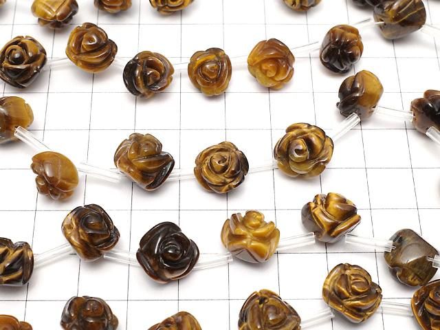 【動画】イエロータイガーアイAAA 薔薇(ローズ)【8mm】【12mm】 半連/1連(約38cm) サムネイル3