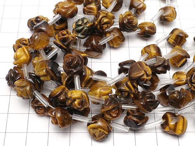 【動画】イエロータイガーアイAAA 薔薇(ローズ)【8mm】【12mm】 半連/1連(約38cm) サムネイル4