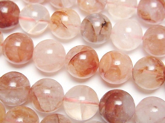 【動画】レッドヘマタイトクォーツ ラウンド10mm 半連/1連(約36cm)の画像