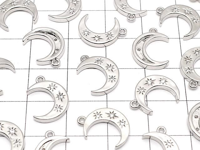 メタルパーツ 三日月モチーフ チャーム14×10mm シルバーカラー(CZ付) 2個 サムネイル3