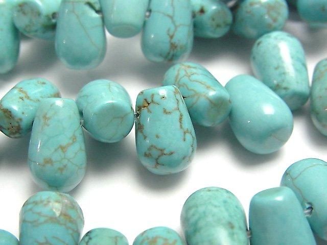 【動画】マグネサイトターコイズ ドロップ(プレーン)12×8×8mm 1連(約36cm)の画像