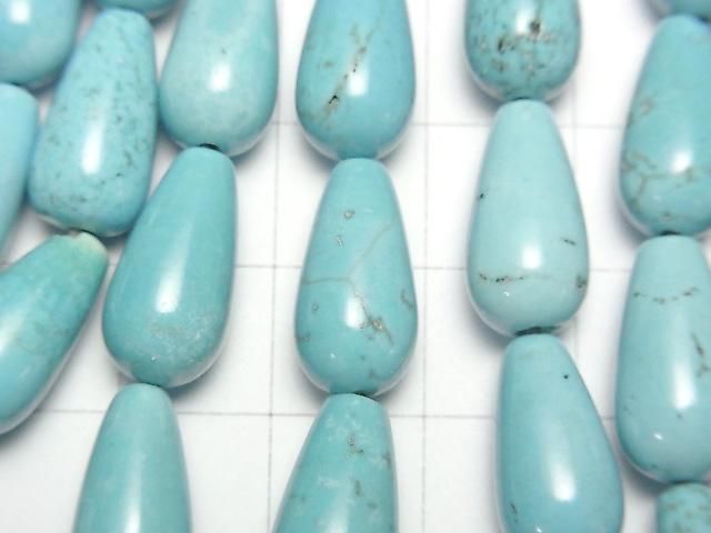 【動画】マグネサイトターコイズ 縦穴ドロップ(プレーン)16×7×7mm 1連(約36cm) サムネイル2