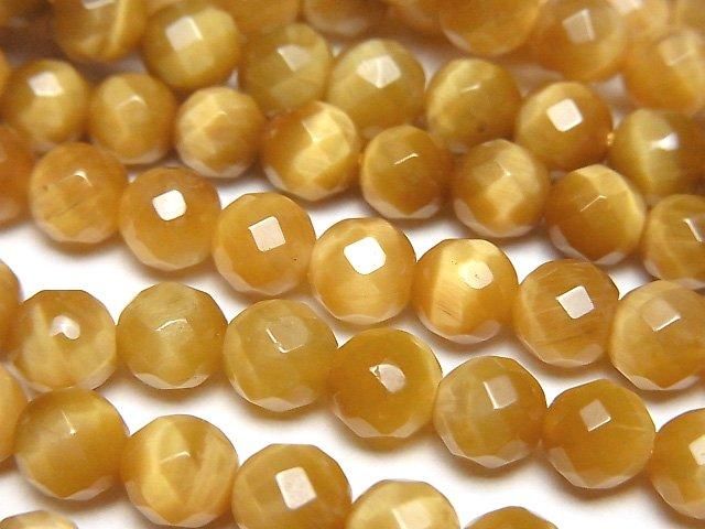 【動画】ゴールデンタイガーアイAAA 64面ラウンドカット6mm 半連/1連(約38cm)の画像