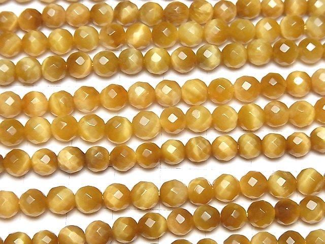 【動画】ゴールデンタイガーアイAAA 64面ラウンドカット6mm 半連/1連(約38cm) サムネイル3