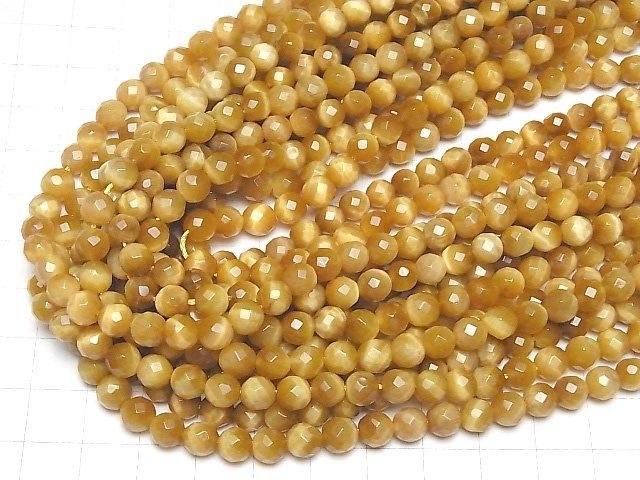 【動画】ゴールデンタイガーアイAAA 64面ラウンドカット6mm 半連/1連(約38cm) サムネイル4