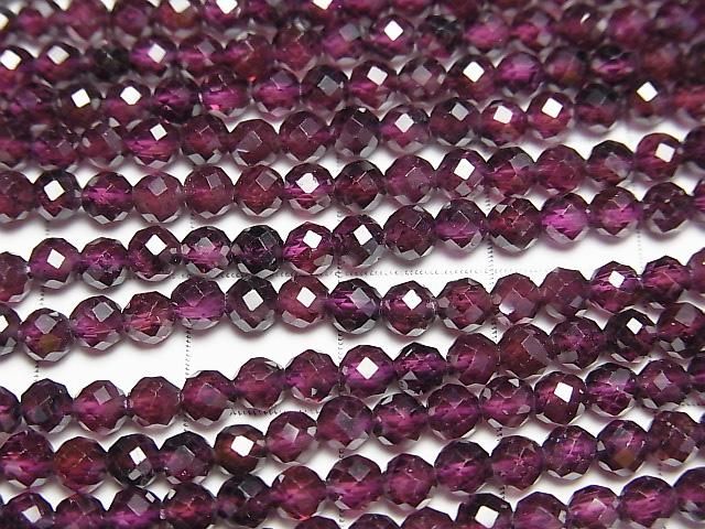 【動画】【素晴らしい輝き】宝石質ロードライトガーネットAAA 32面ラウンドカット4mm 1連(約37cm) サムネイル2