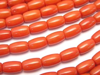 赤珊瑚・レッド〜オレンジコーラル（染）　チューブ8×5×5mm　1連（約38cm）