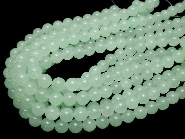 パステルグリーンカラージェード(クリアタイプ) ラウンド10mm 1連(約35cm) サムネイル4