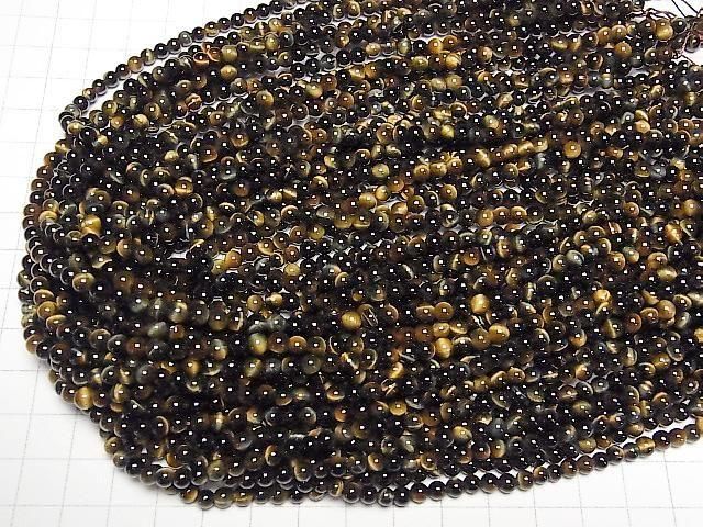 【動画】高品質ミックスタイガーアイAAA ラウンド4mm 1連(約38cm) サムネイル4