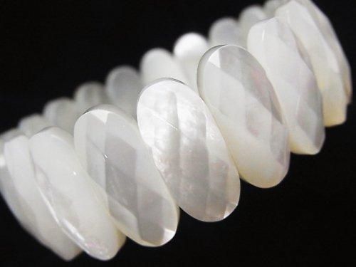 高品質ホワイトシェルAAA 2つ穴オーバルカット20×9×5mm 1連(バングルブレス) の画像