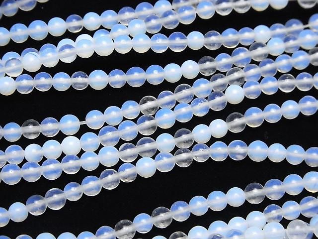 【動画】シンセティックオパール ラウンド4mm ホワイト 1連(約35cm) サムネイル3