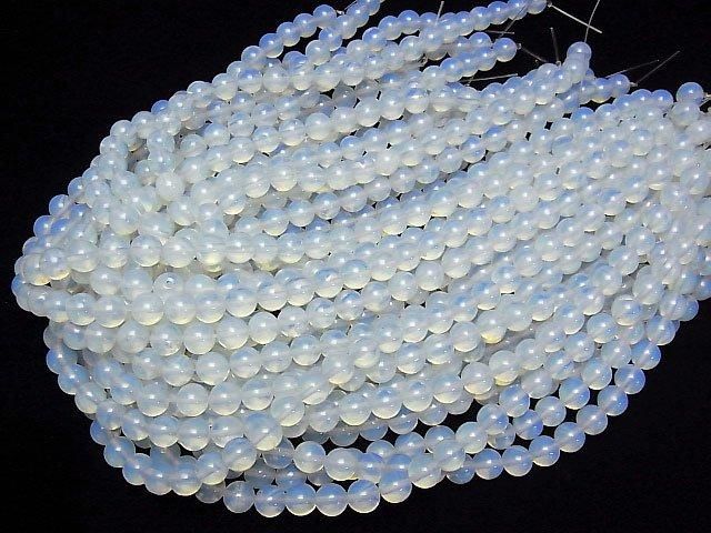 【動画】シンセティックオパール ラウンド8mm ホワイト 1連(約35cm) サムネイル4