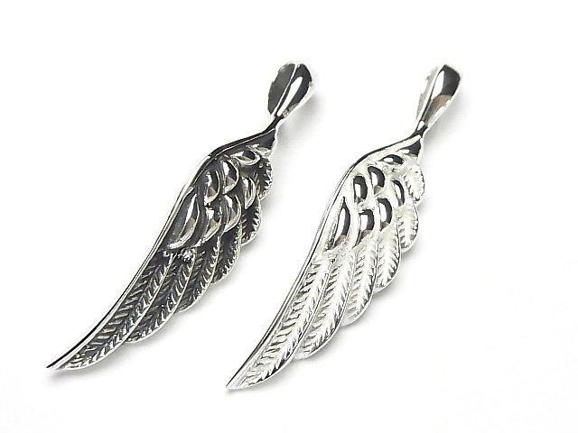 Silver925 フェザー型ペンダントトップ 40×9×3mm 1個の画像