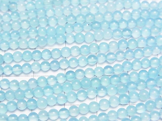 【動画】シーブルーカルセドニーAAA ラウンド3mm 半連/1連(約37cm) サムネイル2