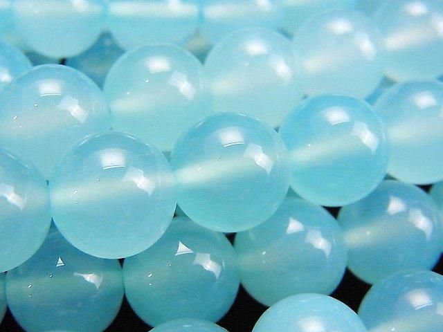 【動画】シーブルーカルセドニーAAA ラウンド12mm 1/4~1連(約38cm)の画像