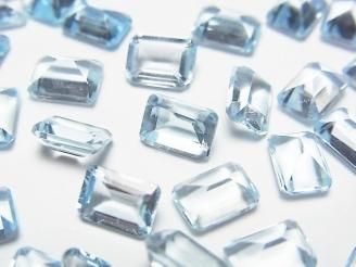 【動画】宝石質スカイブルートパーズAAA ルース レクタングルファセットカット7×5mm 5粒