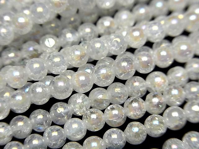【動画】クラック入りアクアクリスタル ラウンド4mm 1連(約38cm)の画像