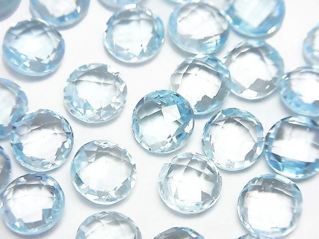 【動画】宝石質スカイブルートパーズAAA ルース コインカット8×8×4mm 2粒の画像