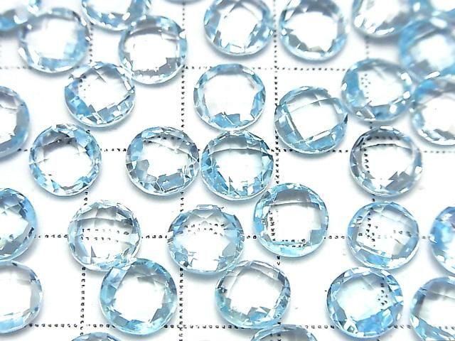【動画】宝石質スカイブルートパーズAAA ルース コインカット8×8×4mm 2粒 サムネイル3