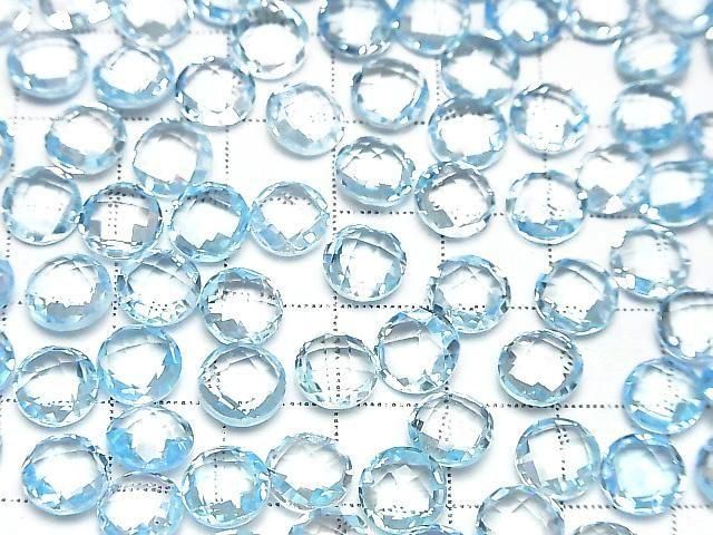 【動画】宝石質スカイブルートパーズAAA ルース コインカット8×8×4mm 2粒 サムネイル4