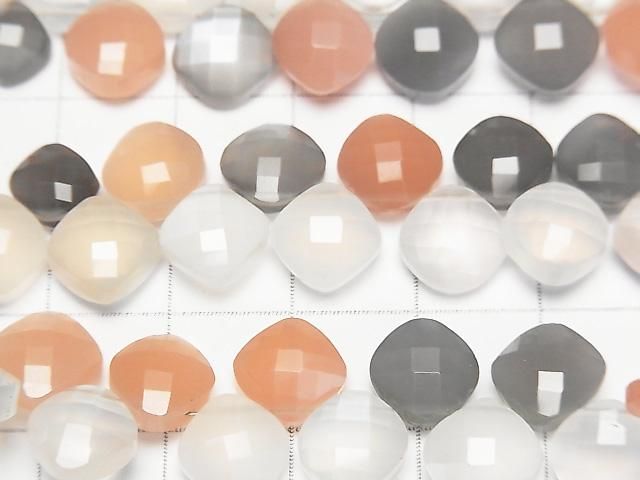 宝石質マルチカラームーンストーンAAA ダイヤカット 半連/1連(約18cm) サムネイル2