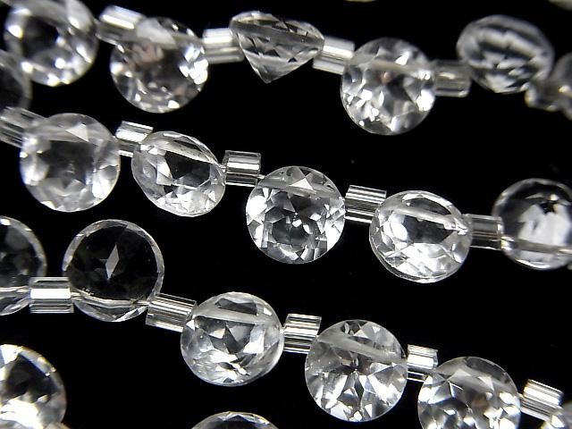【動画】宝石質ホワイトトパーズAAA ラウンドファセットカット6×6mm 半連/1連(26粒)の画像