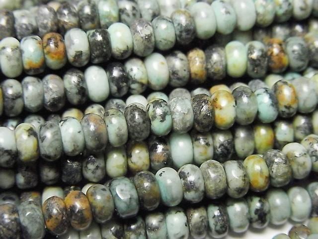【動画】アフリカンターコイズ ロンデル(ボタン)4×4mm 1連(約38cm)の画像