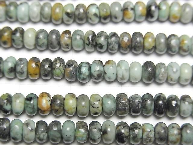 【動画】アフリカンターコイズ ロンデル(ボタン)4×4mm 1連(約38cm) サムネイル2