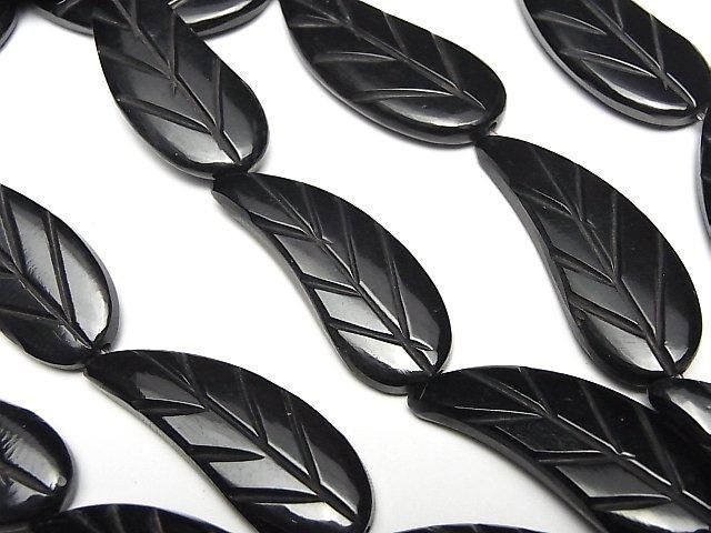 バッファローホーン リーフ(葉っぱ)34×13×5mm ブラック 半連/1連(約36cm)の画像