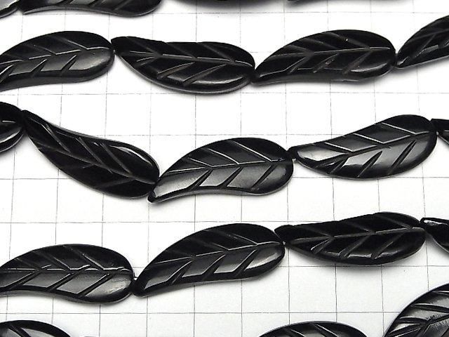 バッファローホーン リーフ(葉っぱ)34×13×5mm ブラック 半連/1連(約36cm) サムネイル3