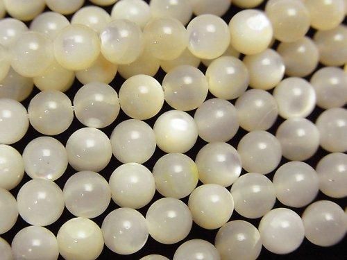 【動画】高品質ホワイトシェル(白蝶貝)AAA ラウンド5mm 1連(約38cm)の画像