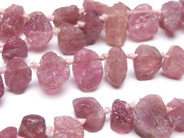 【動画】ピンクトルマリンAA+ ラフロックタンブル クレオ穴 半連/1連(約38cm)の画像