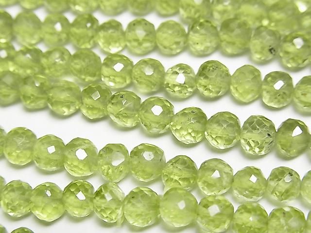 【動画】宝石質ペリドットAAA- ラウンドカット4.5~7mm弱 1/4連~1連(約34cm)の画像