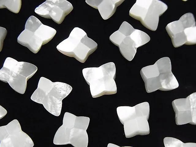 高品質ホワイトシェル(白蝶貝) バタフライ(蝶)8×8×3mm 中央穴 3粒の画像