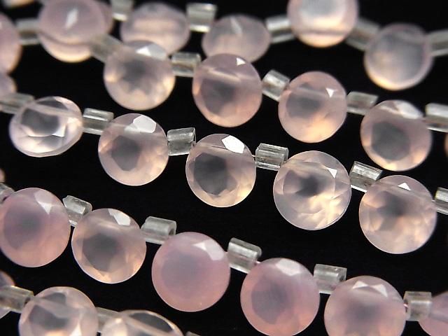 【動画】宝石質ピンクカルセドニーAAA ラウンドファセットカット6×6×3mm 半連/1連(28粒)の画像