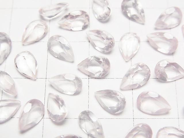 【動画】宝石質マダガスカル産ローズクォーツAAA ルース ペアシェイプファセットカット8×5mm 5粒 サムネイル2
