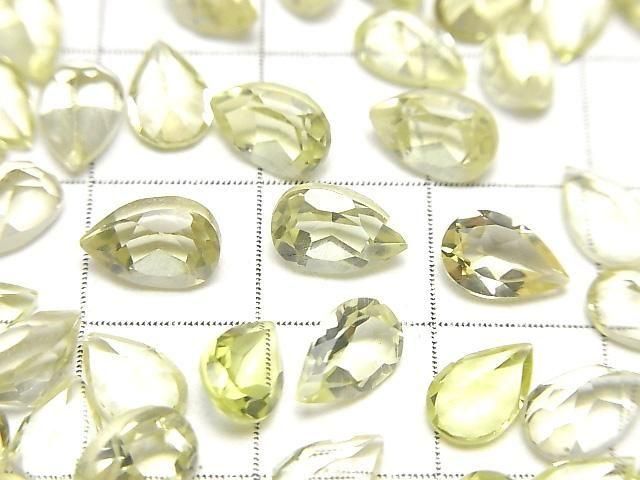 【動画】宝石質レモンクォーツAAA ルース ペアシェイプファセットカット8×5mm 5粒 サムネイル2