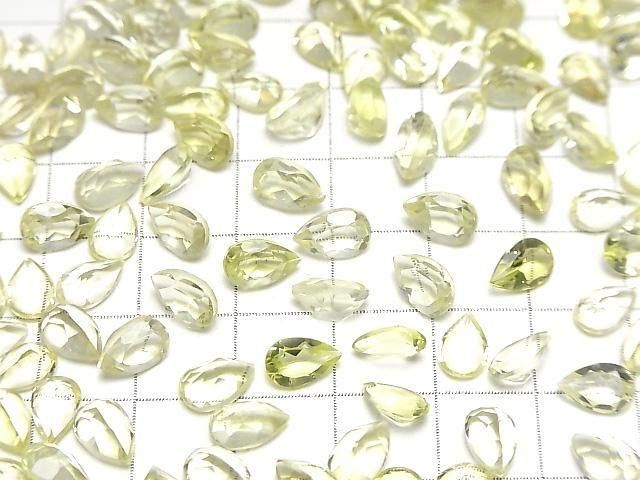 【動画】宝石質レモンクォーツAAA ルース ペアシェイプファセットカット8×5mm 5粒 サムネイル4