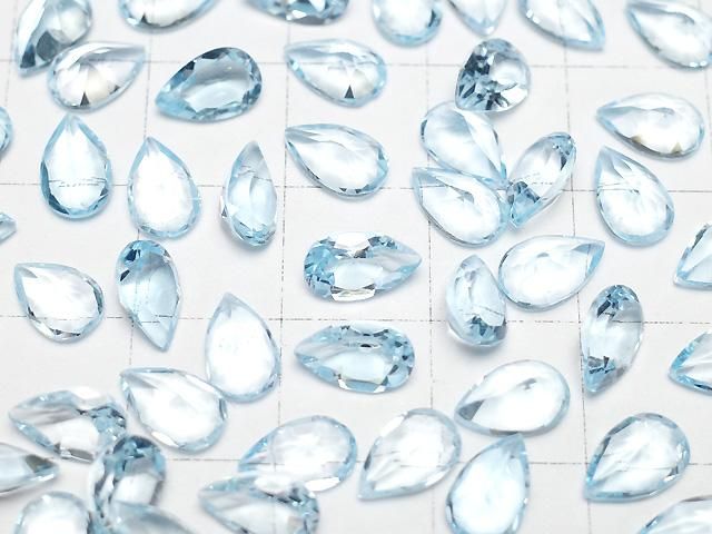 【動画】宝石質スカイブルートパーズAAA ルース ペアシェイプファセットカット8×5mm 5粒 サムネイル3