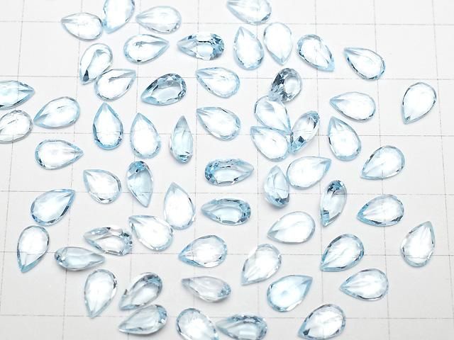【動画】宝石質スカイブルートパーズAAA ルース ペアシェイプファセットカット8×5mm 5粒 サムネイル4