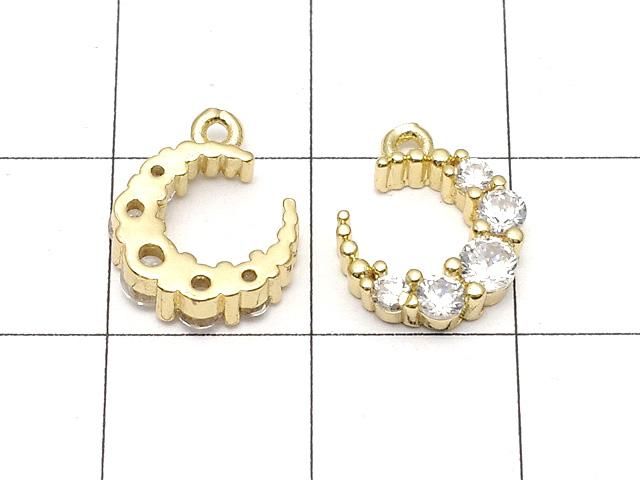 メタルパーツ 三日月型チャーム12×10mm ゴールドカラー(CZ付) 2個 サムネイル2