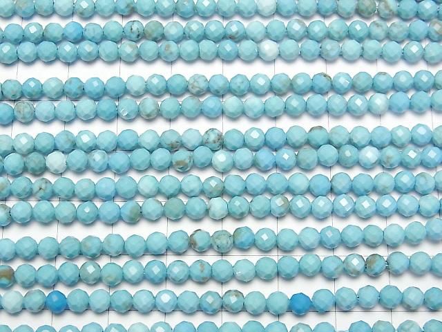 【動画】【素晴らしい輝き】マグネサイトターコイズ 32面ラウンドカット4mm 1連(約37cm) サムネイル3
