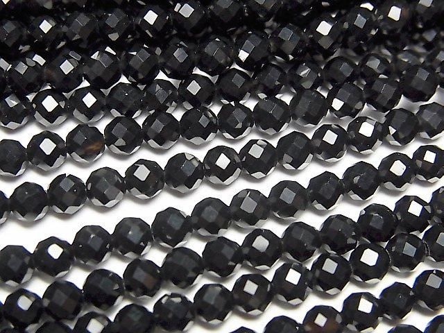 【動画】【素晴らしい輝き】2本880円!オニキス ラウンドカット4mm 1連(約37cm)の画像