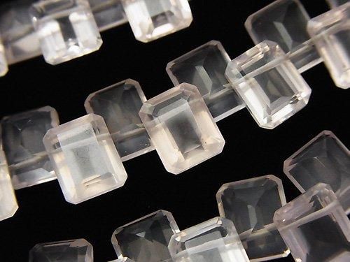 宝石質ローズクォーツAAA- レクタングルファセットカット10×8×5mm 1/4連~1連(約15cm)の画像